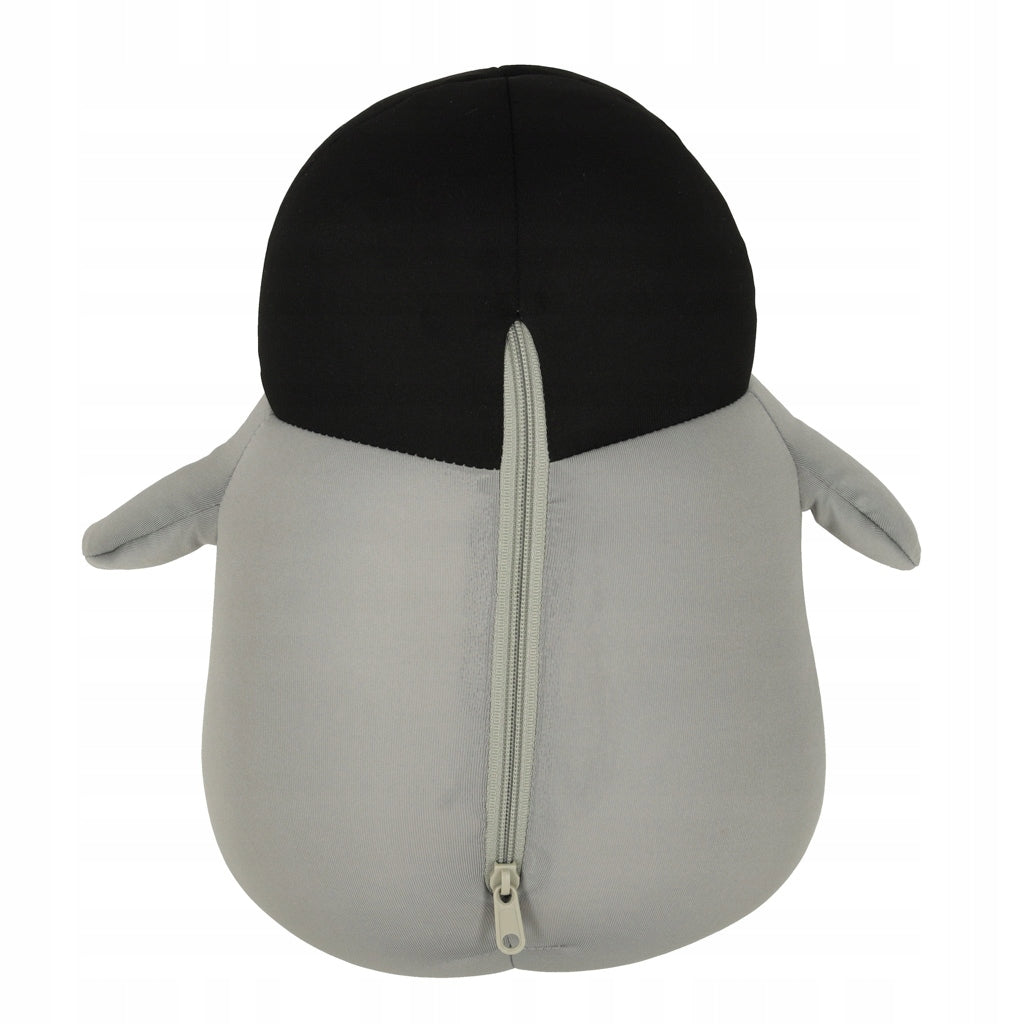 2in1 croissant travel pillow under the neck for airplane car plush toy penguin Color gray
