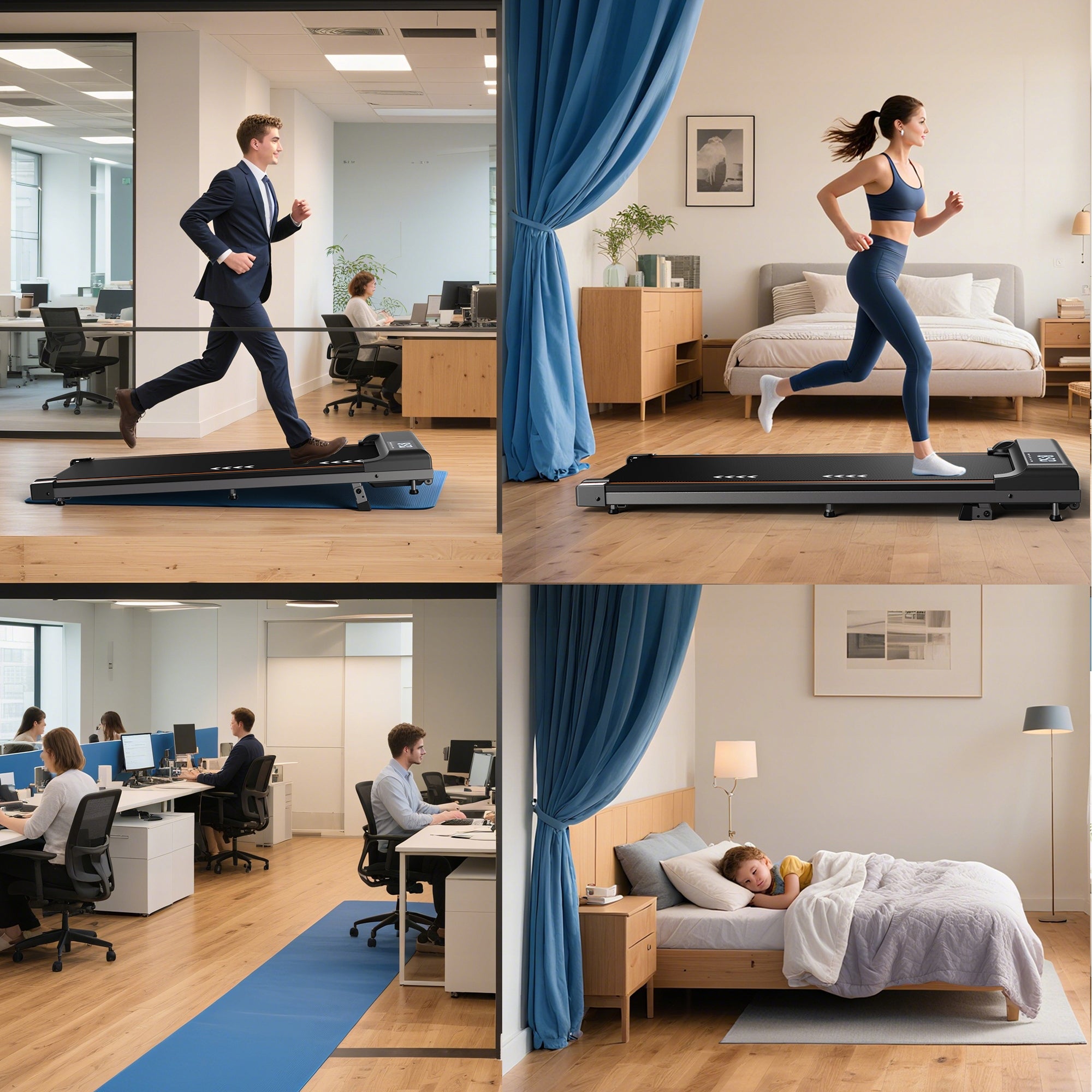 2in1 electric desk treadmill, 1-6 km/h, shock absorption, for home and office Kind electric