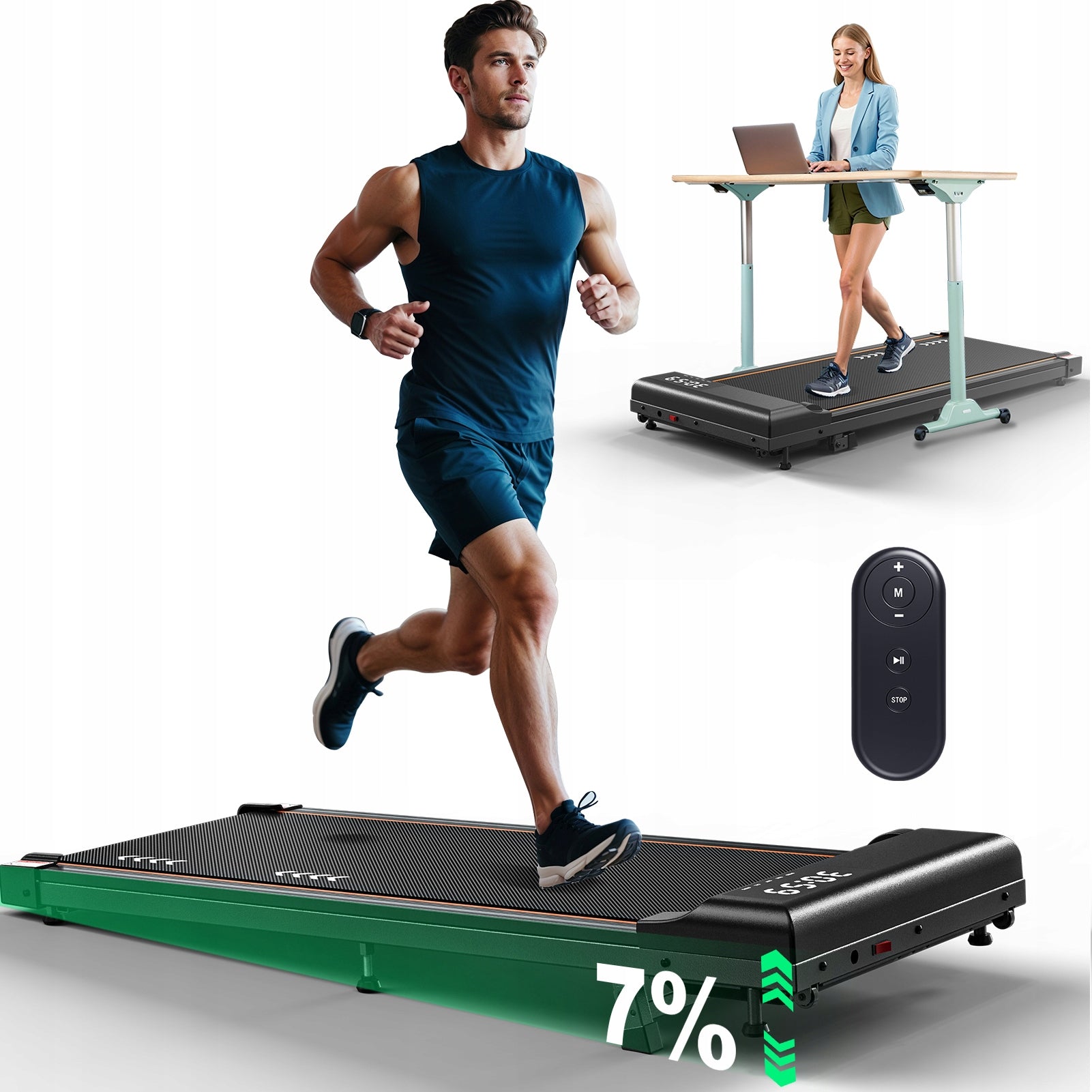 2in1 electric desk treadmill, 1-6 km/h, shock absorption, for home and office