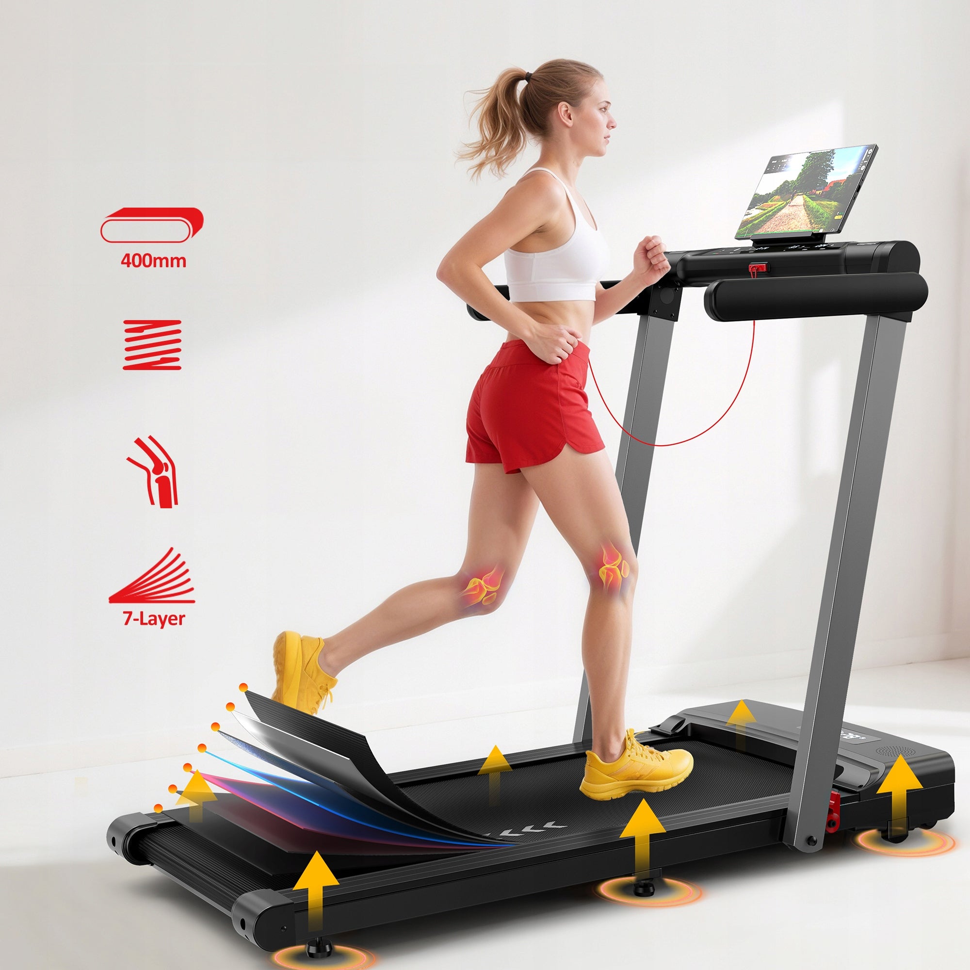 2in1 folding treadmill, 3,5 HP motor, 1-12 km/h speed, stable and durable Kind electric