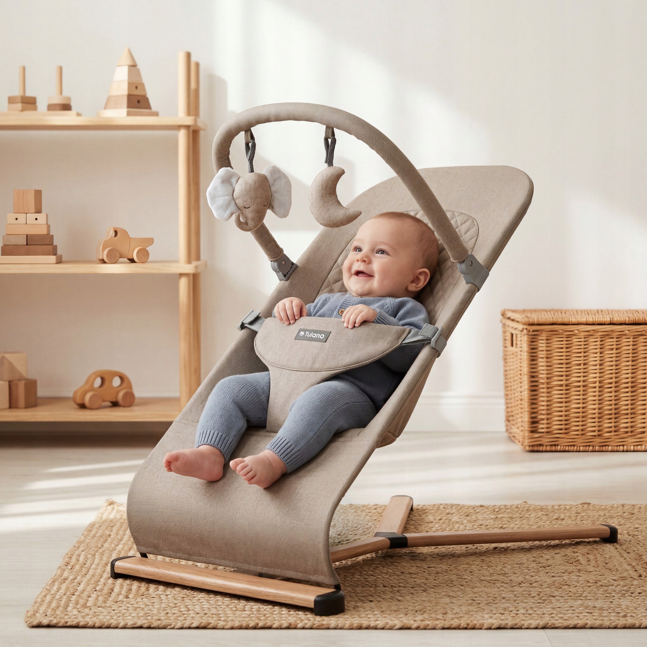 2in1 rocker lounger TULANO beige for baby folding with straps Packaging status original