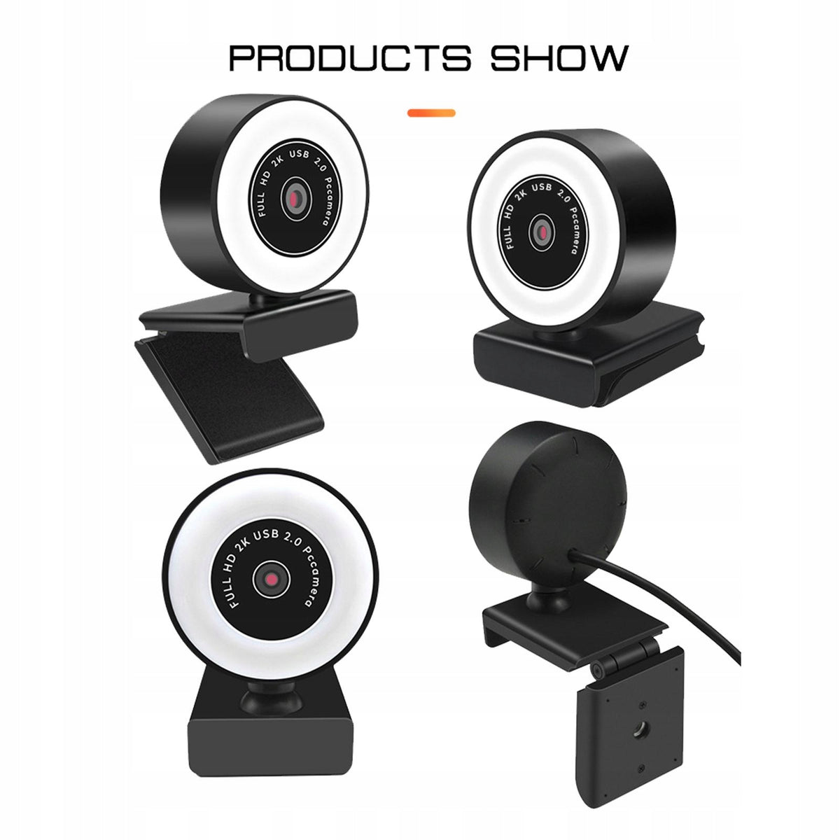 2k Webcam with Microphone Ring Light HD Web Cam for 1080p Fixed Focus Brand no brand