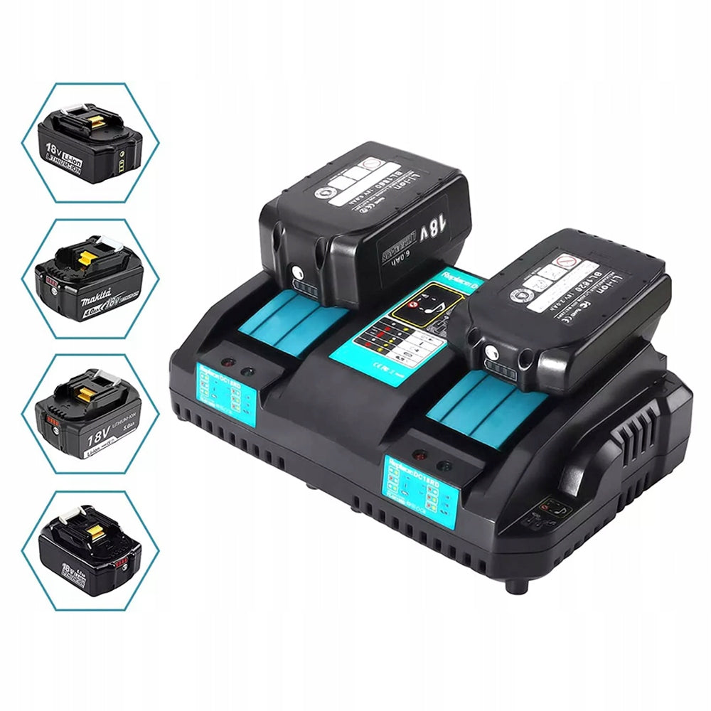 2pcs 18V 6Ah Battery for Makita BL1860 BL1860B LXT-400 + DC18RD CHARGER Series Podwójna ładowarka