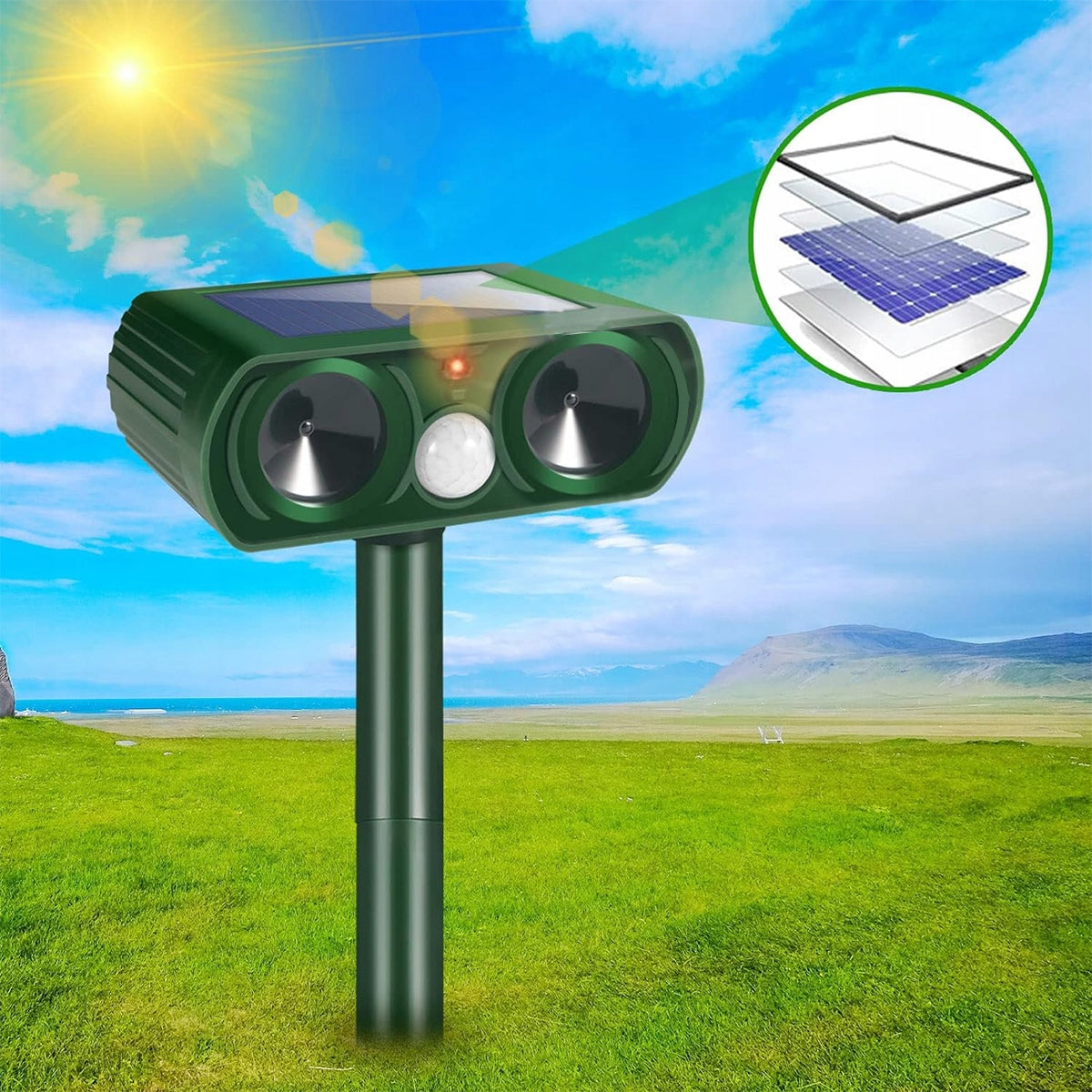 2pcs ULTRASONIC BIRD RODENT REPELLENT SOLAR LIGHT FOR MARTEN FOX Brand no brand