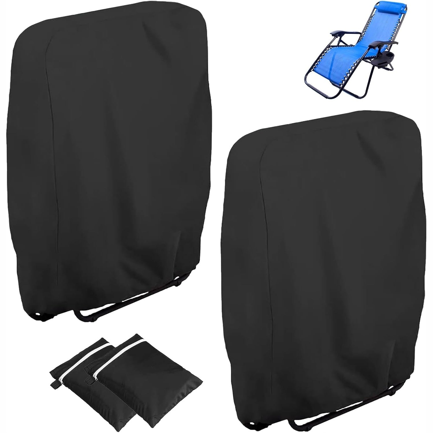 2pcs WATERPROOF SUN LOUNGER COVER FOLDING ARMCHAIR 71 x 20/34 x 110 cm