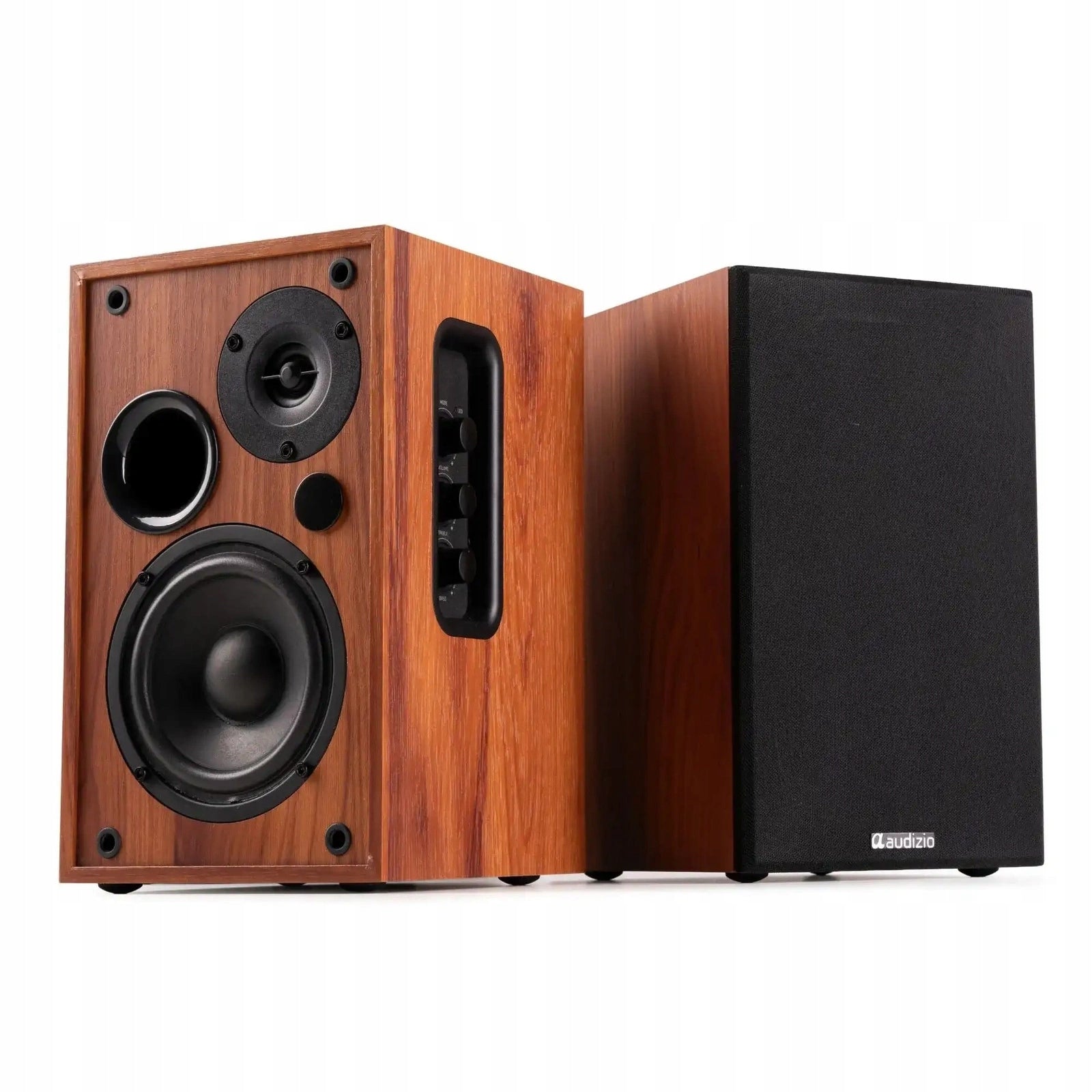 2x 4'' 80W BT Active Stereo Speakers Brown HIFI Columns for Home Office Manufacturer code 100.410