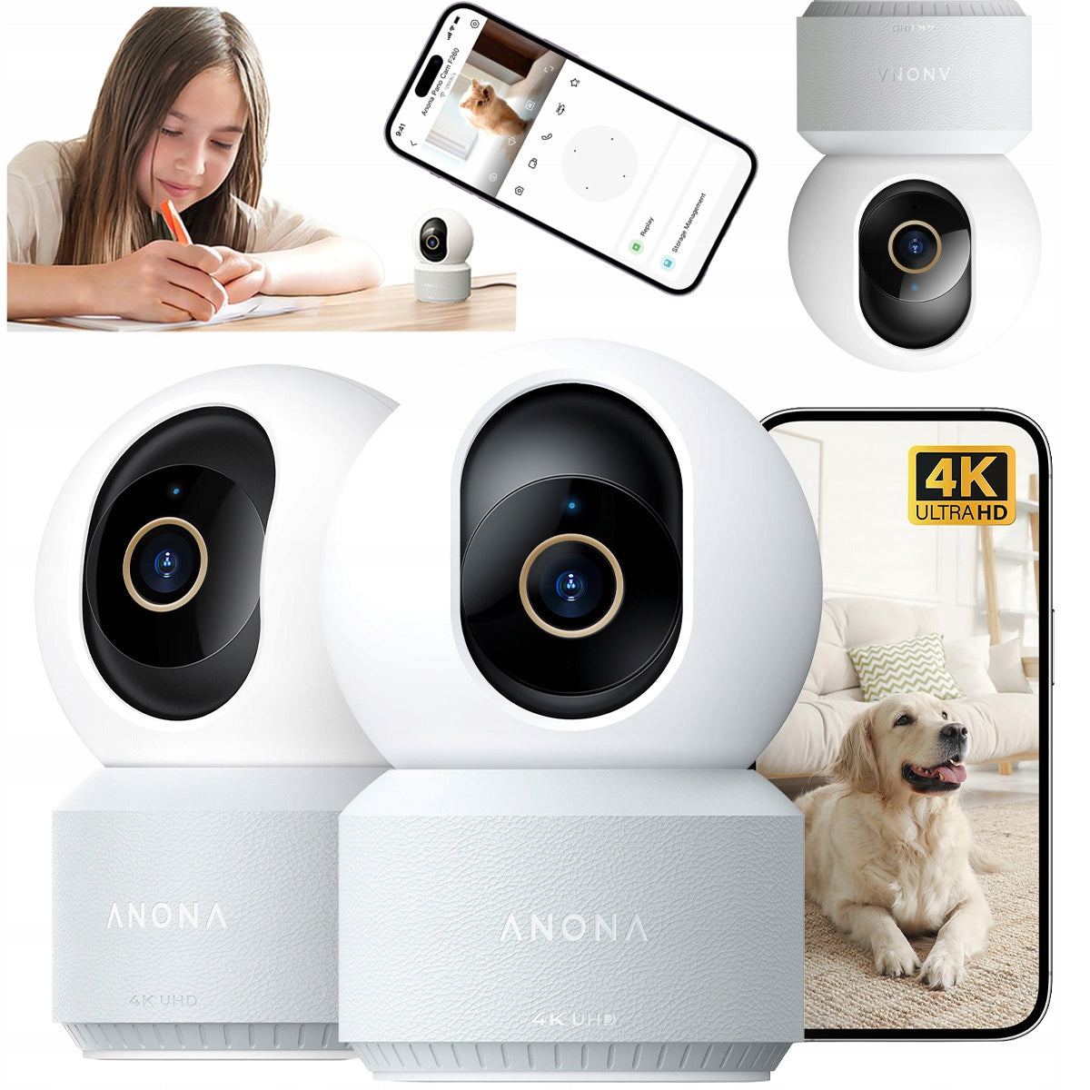 2x 70mai ANONA CAMERA for 4K UHD surveillance ROTATING 360 AI ZOOM8x IR PANO