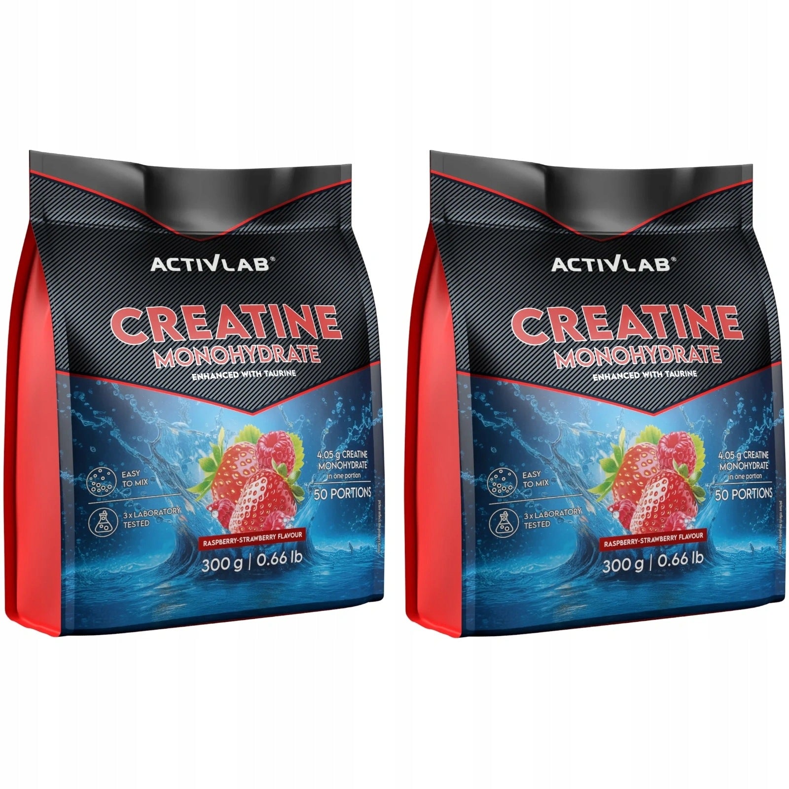 2x Activlab Creatine Monohydrate Taurine Strawberry-Malina 300g Muscle Strength