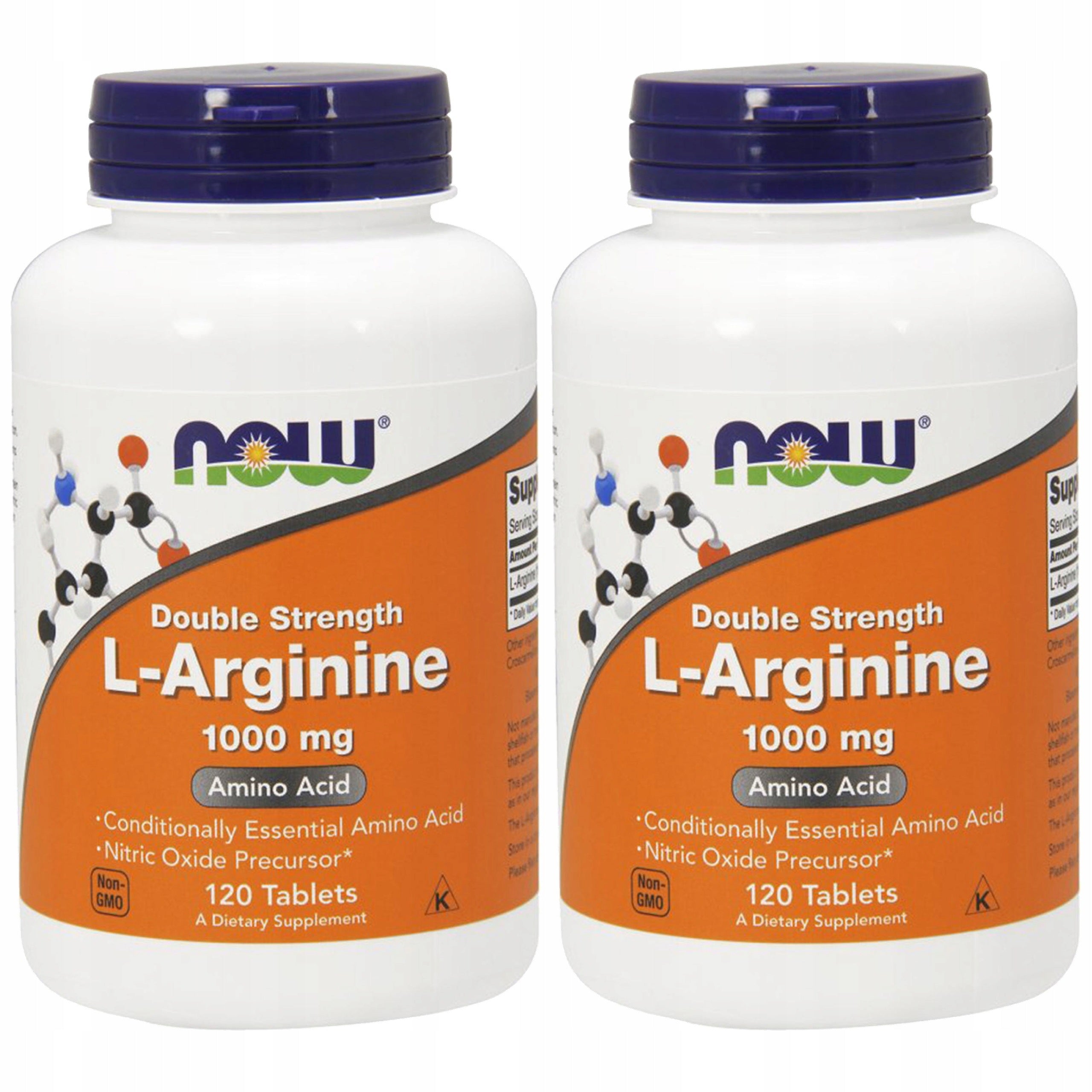 2x Arginine NOW FOODS L-Arginine 1000mg 120 Tablets Libido Strength Training