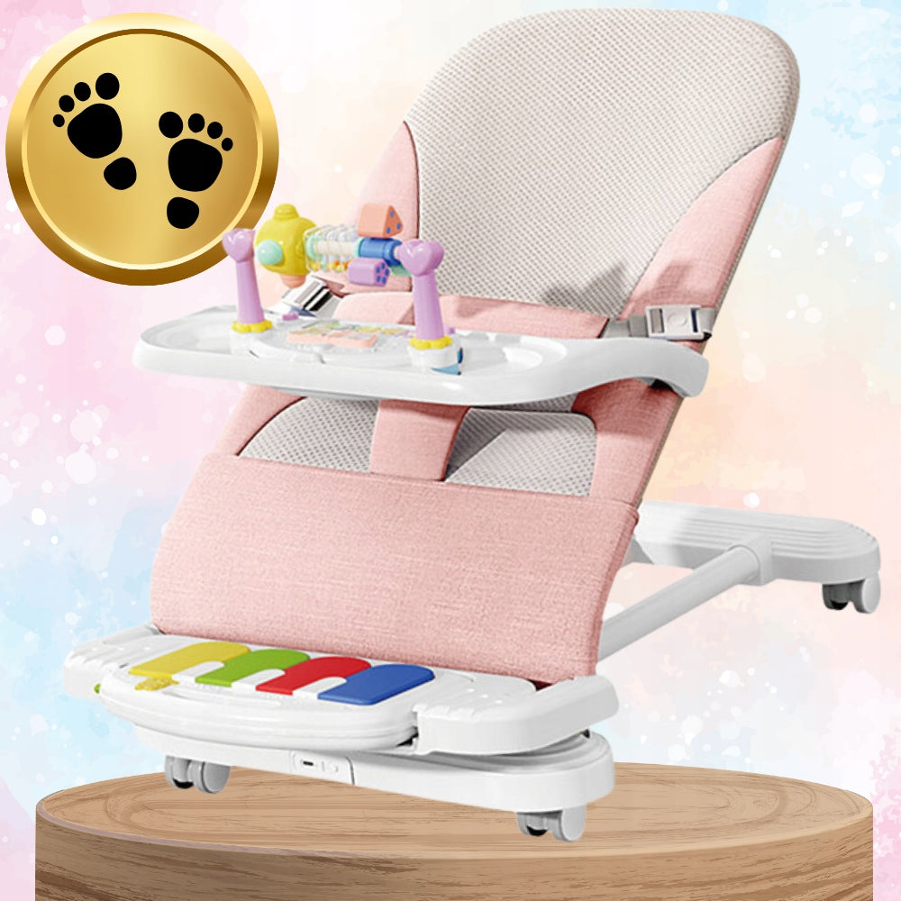 2x BABY LOUNGER ROCKER FOLDING NICEKIDS + RATTLE PIANO