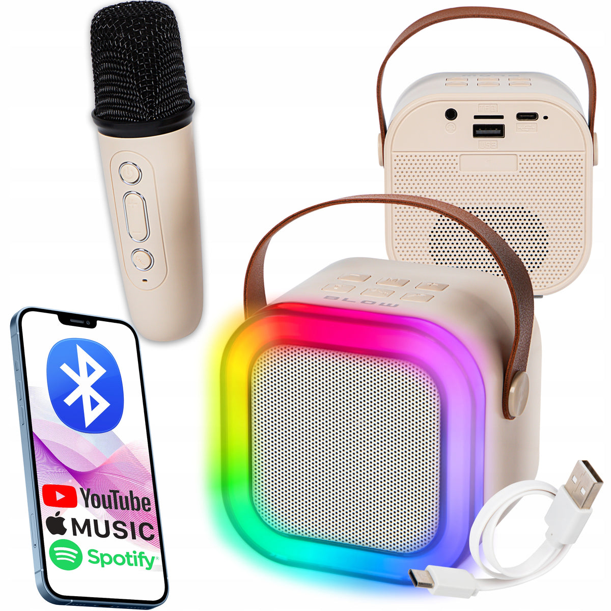 2x BLUETOOTH SPEAKER PORTABLE KARAOKE RGB MICROPHONE USB SD MINI JACK Brand Blow