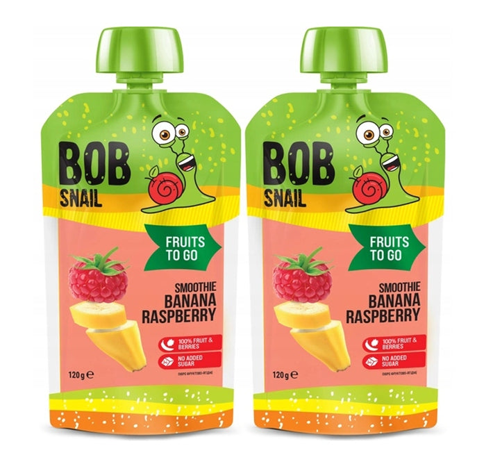 2x BOB SNAIL Smoothie BANANA RASPBERRY Without Added Sugar Mousse 120g Manufacturer code 4820219346364
