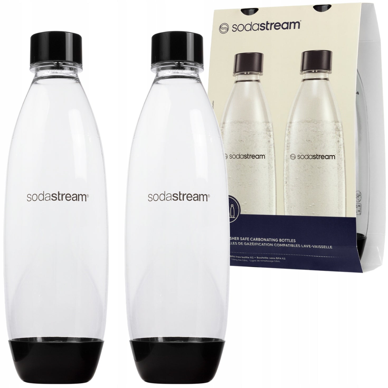 2x BOTTLES FOR SATURATOR SodaStream Fuse 1L TWO-PACK | FOR DISHWASHER Packaging status original