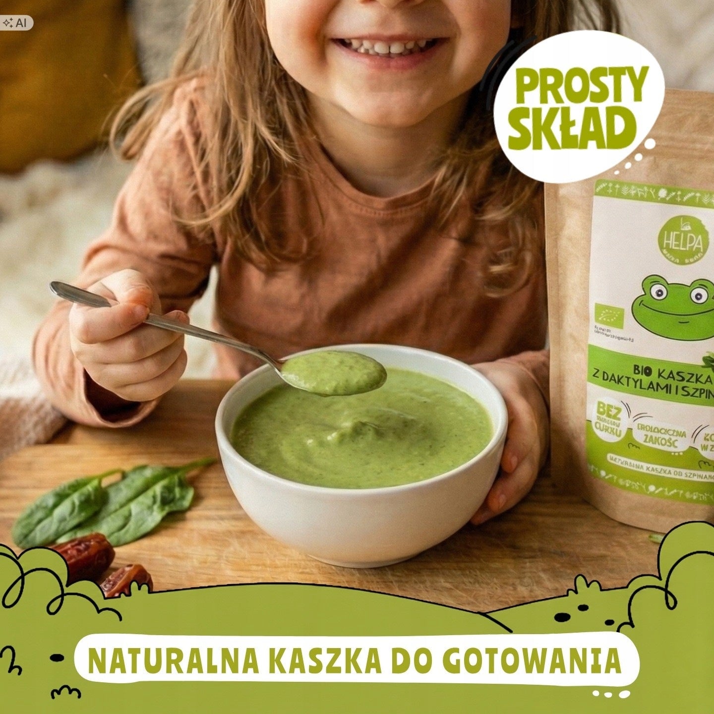 2x Bio Porridge with Dates and Spinach 200 g HELPA eco without added sugar Age range not specified