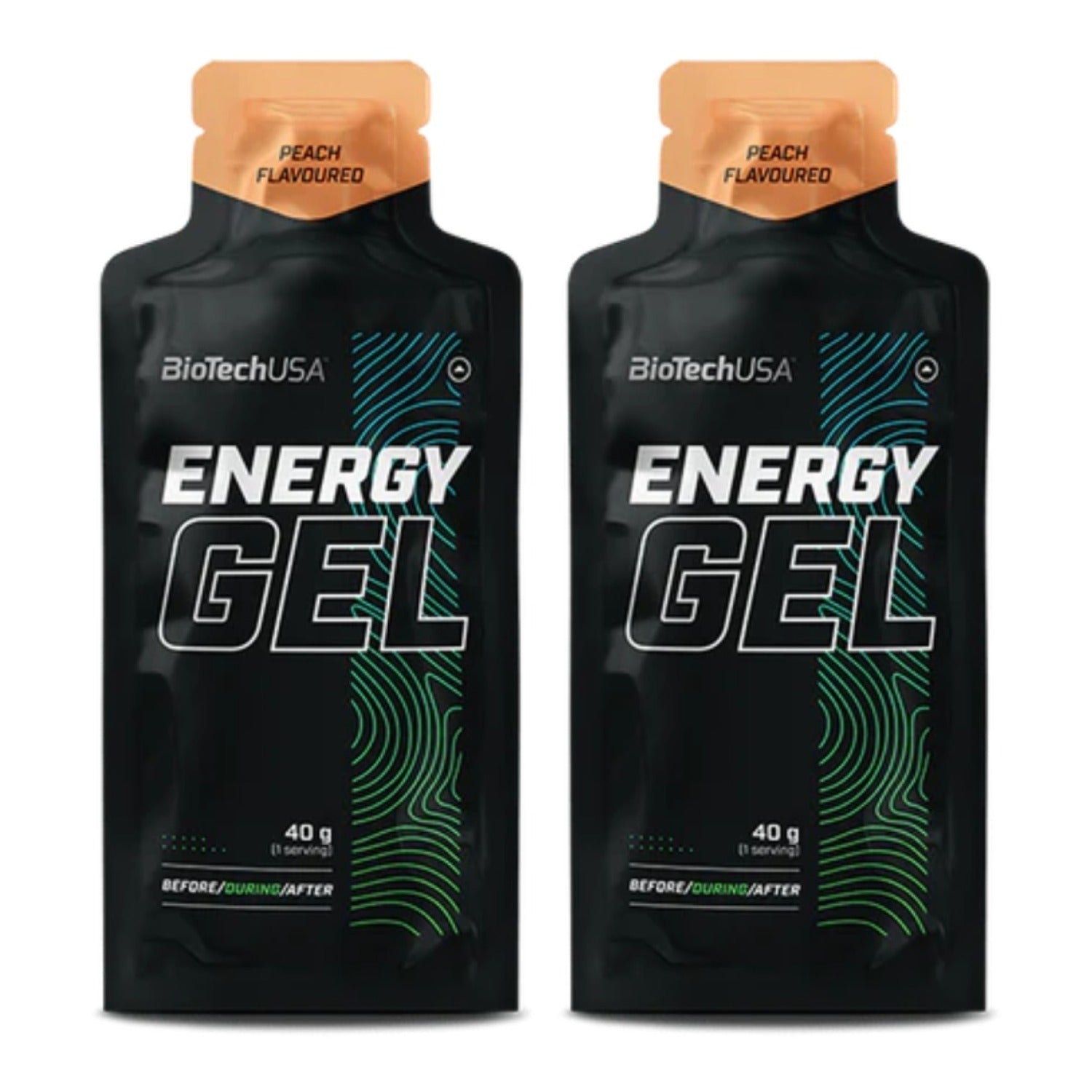 2x BioTech Energy Gel 40g with peach flavor