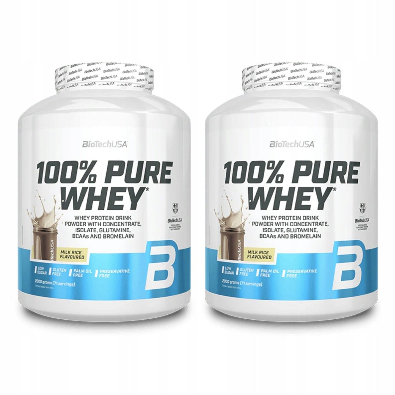 2x BioTech USA 100% Pure Whey 2000 g rice flavoured on milk