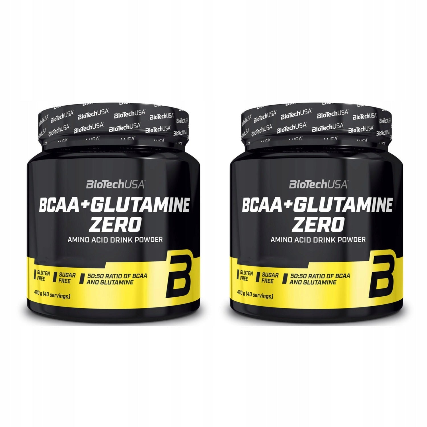 2x BioTech USA BCAA + Glutamine Zero 480 g with orange flavour