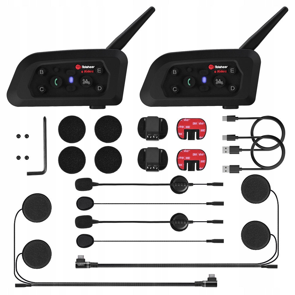 2x Bluetooth Motorcycle Intercom 1500M 850mAh Headset for K mmk Manufacturer no brand