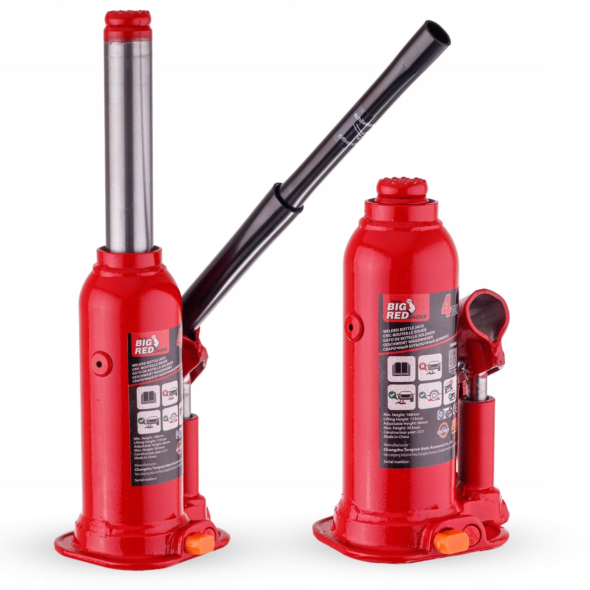 2x CAR HYDRAULIC POST LIFT 4 TONS 363mm SUITCASE 4000KG Brand Big Red