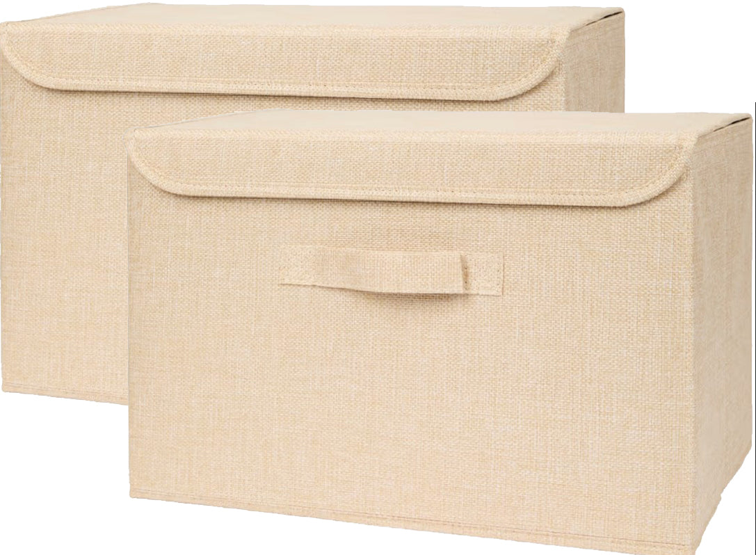2x CONTAINER WITH CLOSURE Basket CLOSED ORGANIZER Folding BOX 38x26 cm