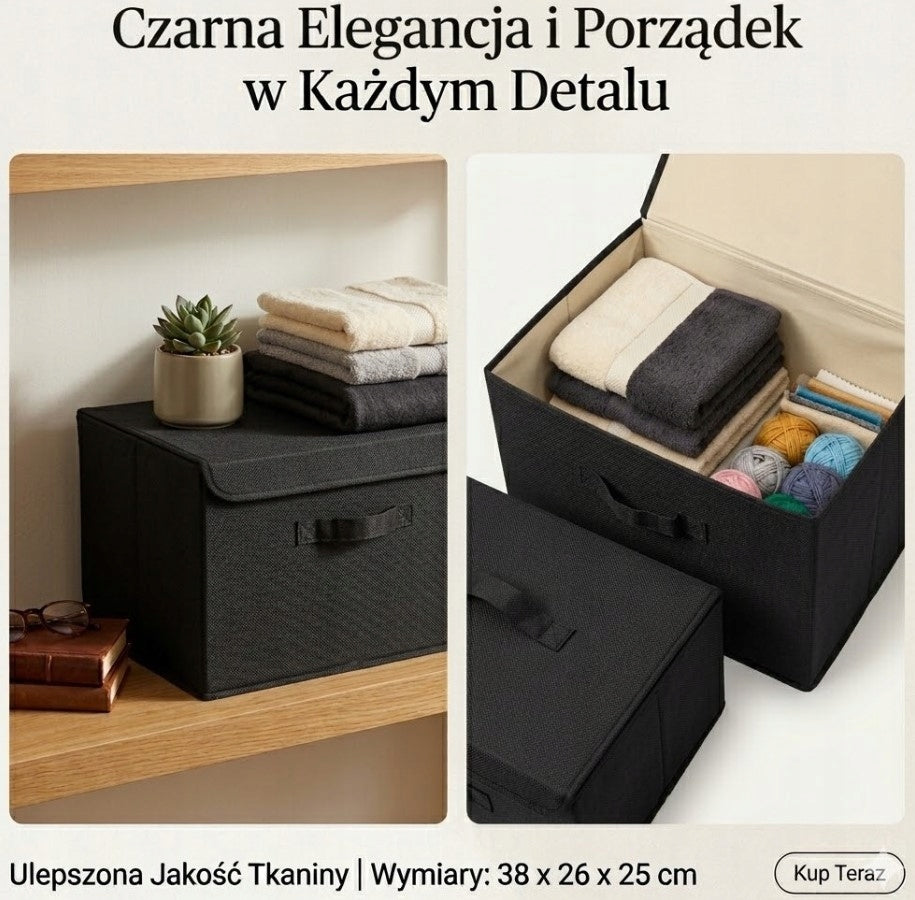 2x CONTAINER WITH CLOSURE Basket CLOSED ORGANIZER Textile BOX 38x25cm Brand no brand