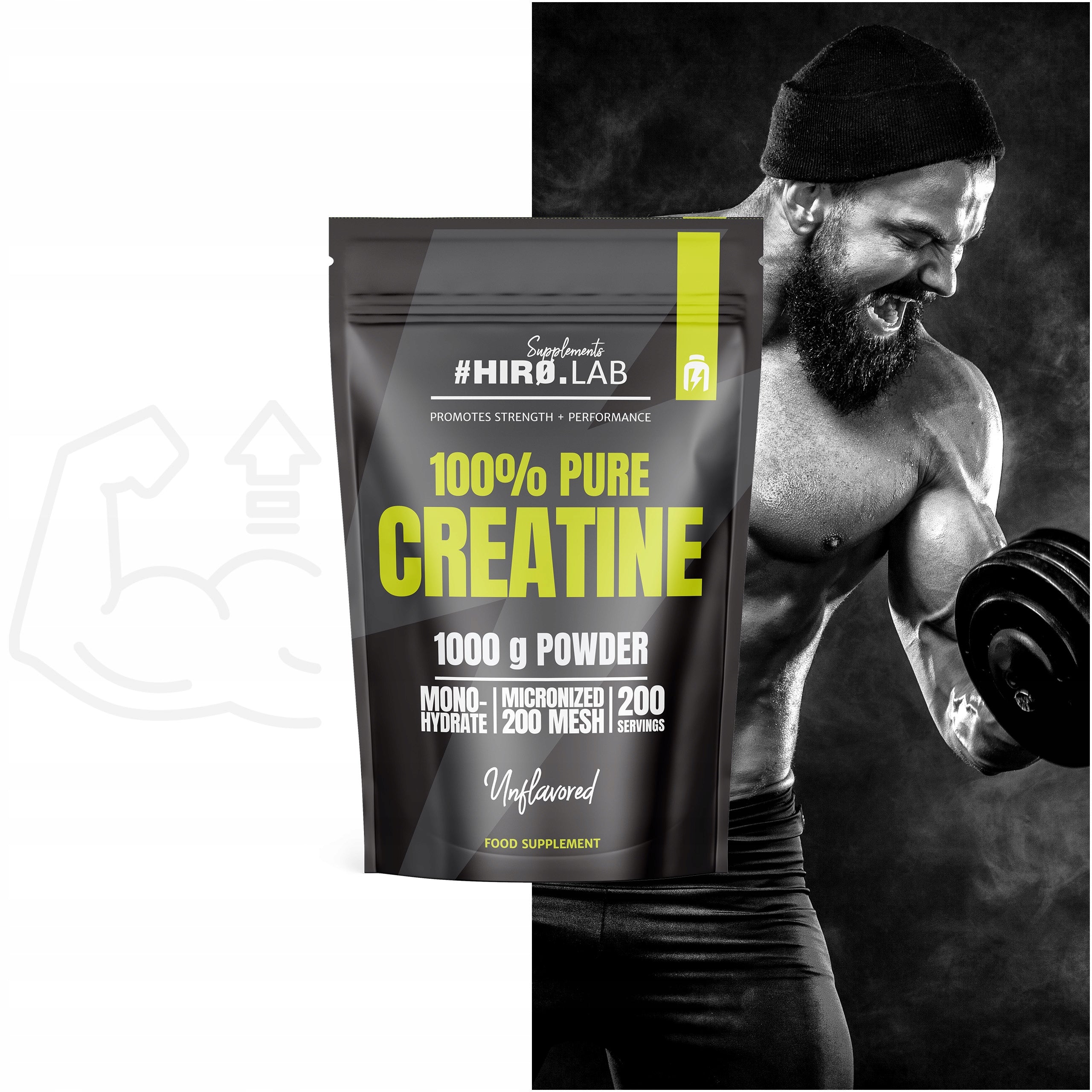 2x CREATINE 100% Pure Creatine MONOHYDRATE 500g POWDER 1000 g without taste HIRO Brand HIRO.LAB
