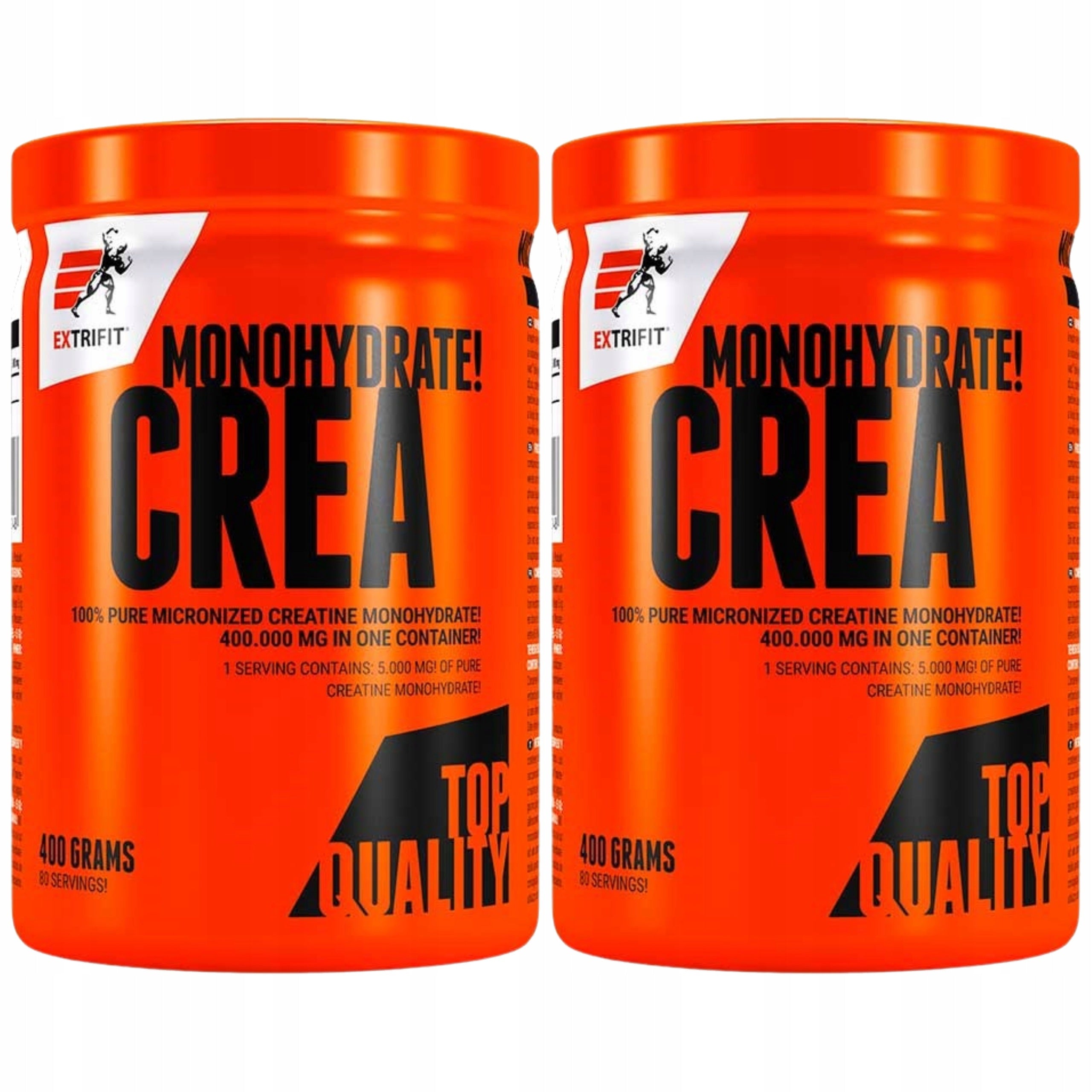 2x CREATINE MONOHYDRATE 400g STRENGTH MUSCLE MASS PURE 80 SERVINGS EXTRIFIT