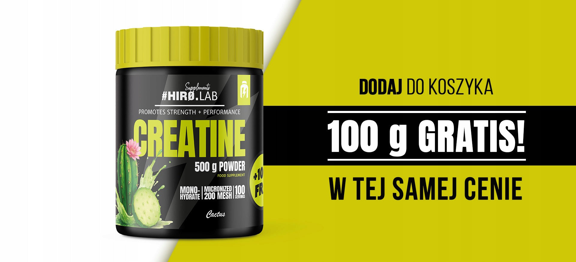 2x CREATINE MONOHYDRATE 500g +100g CREATINE CACTUS STRENGTH 240p HIRO Brand HIRO.LAB