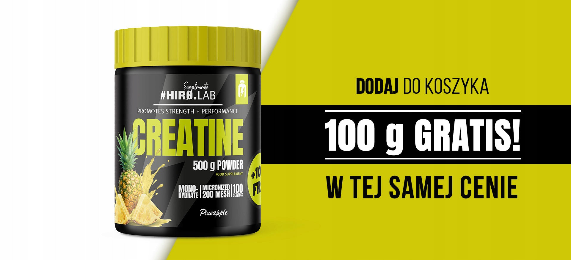 2x CREATINE MONOHYDRATE CREATINE 500g +100g CREATINE PINEAPPLE STRENGTH 240p HIRO Brand HIRO.LAB