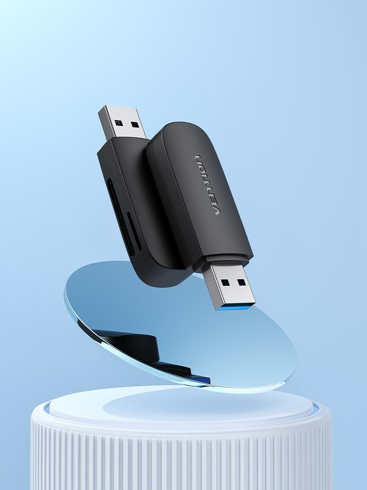 2x Card Reader 2 in 1 USB 3.0 A Vention (SD+TF) black Dual Drive Letter Manufacturer Vention
