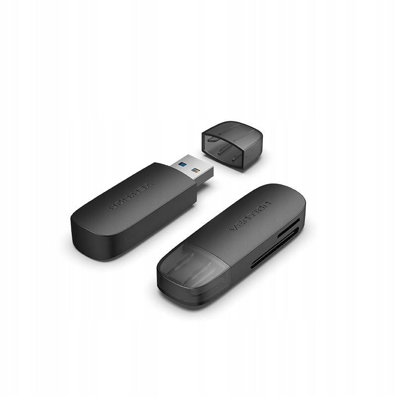 2x Card Reader 2 in 1 USB 3.0 A Vention (SD+TF) black Dual Drive Letter