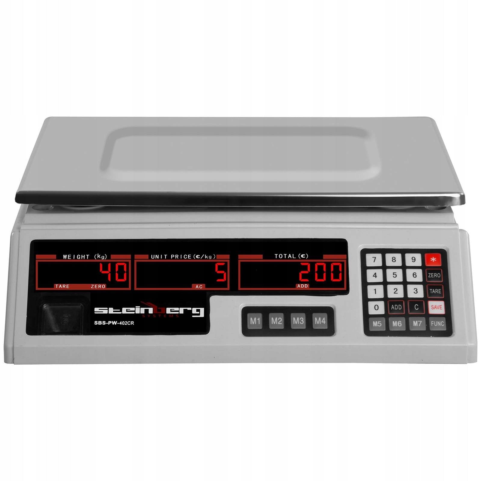 2x Control shop scale 330x240mm power supply + battery 40kg / 2g - white Brand Steinberg Systems
