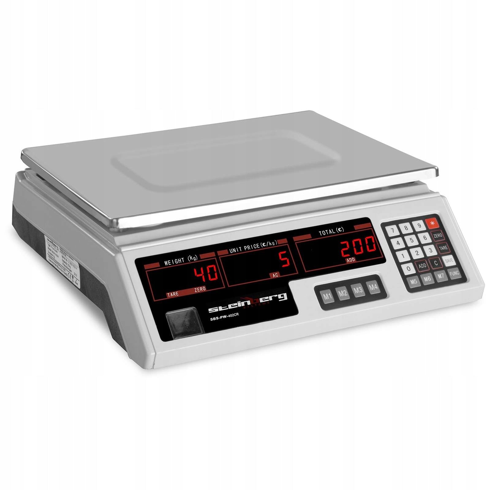2x Control shop scale 330x240mm power supply + battery 40kg / 2g - white
