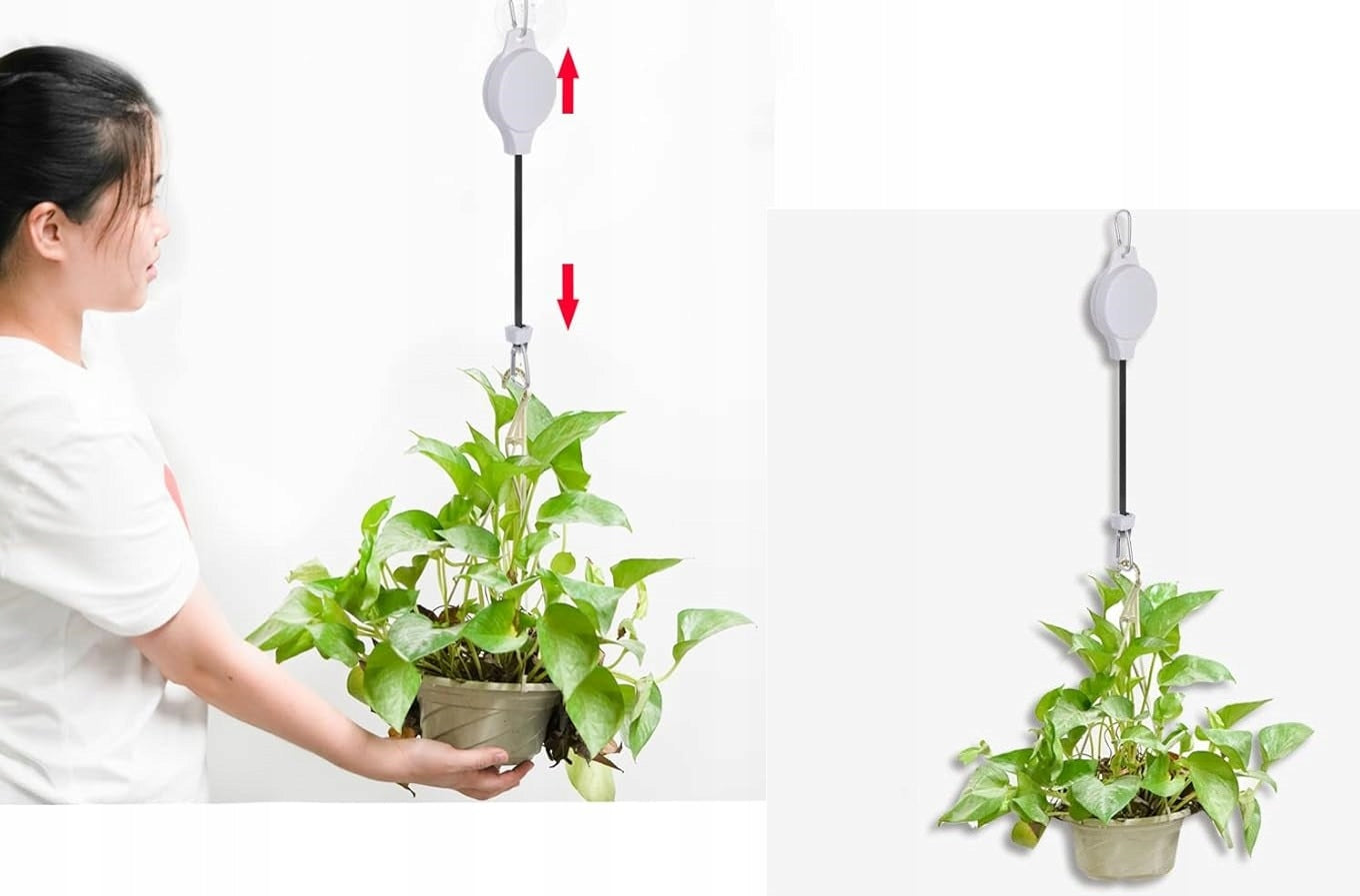 2x DECORATIVE HANGER FLOWER HOOK LANTERN FOR BALCONY TERRACE ADJUSTABLE Color white black