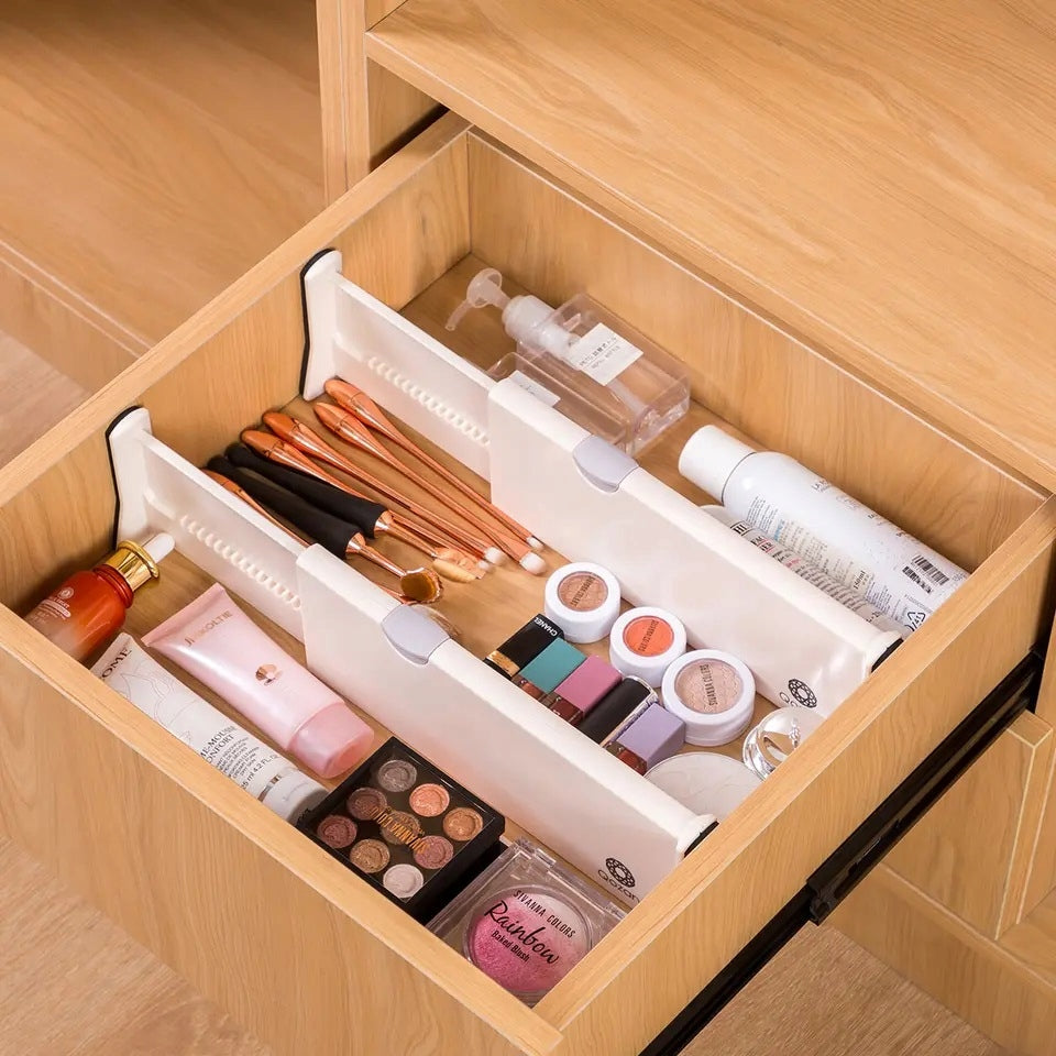 2x DRAWER ORGANIZER COMPARTMENT ADJUSTABLE CABINET DRAWER SEPARATOR Product width 4 cm