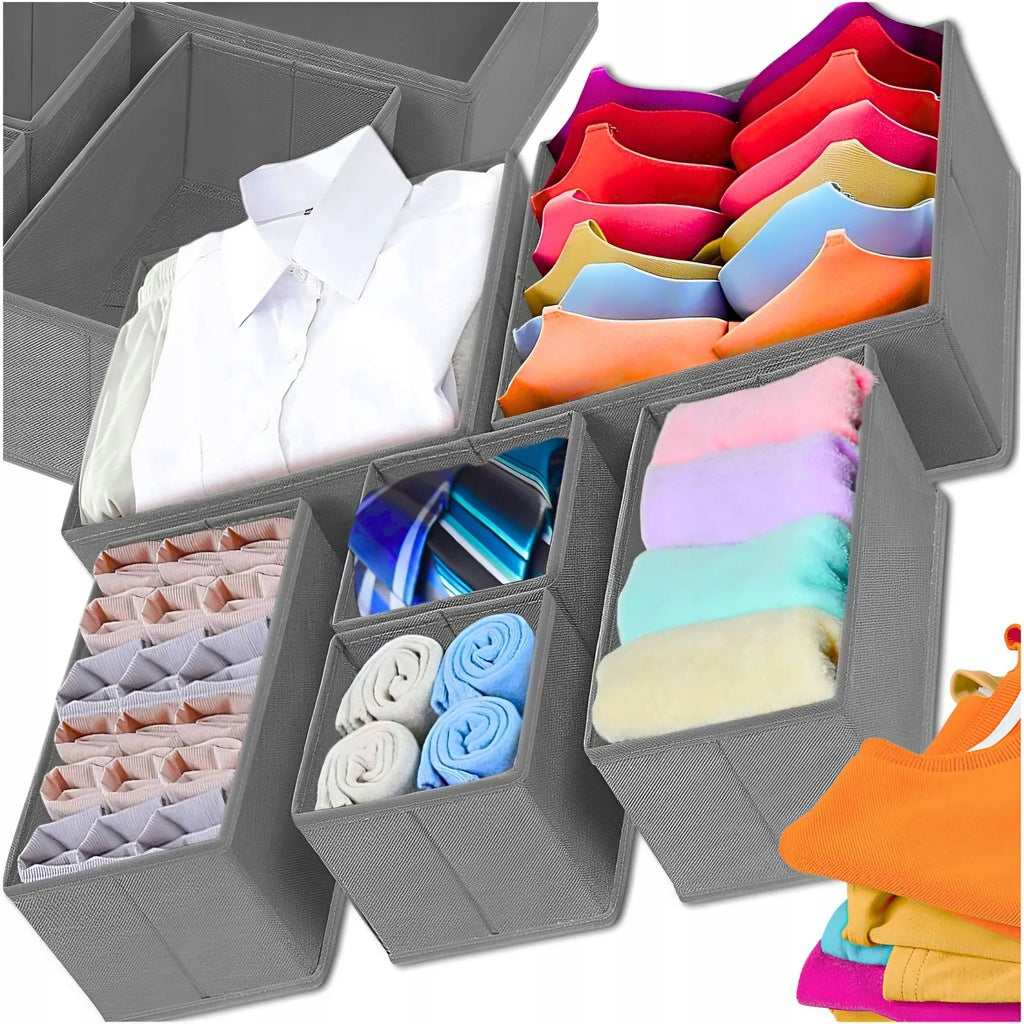2x Drawer Organizer Memflow Grey Folded 6 Pcs 28x28x10 Cm Brand MEMFLOW