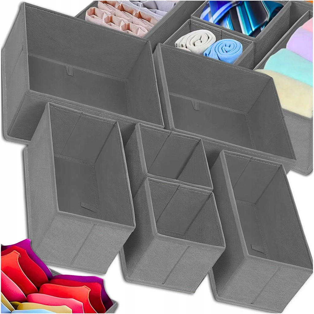 2x Drawer Organizer Memflow Grey Folded 6 Pcs 28x28x10 Cm