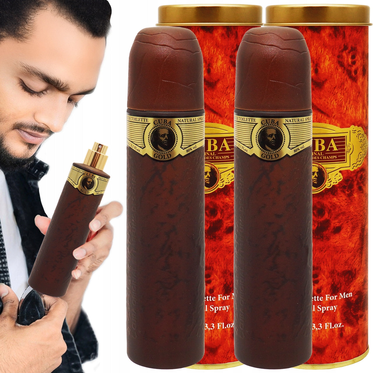 2x EAU DE TOILETTE FOR MEN CUBA GOLD LASTING FRAGRANCE 100ml
