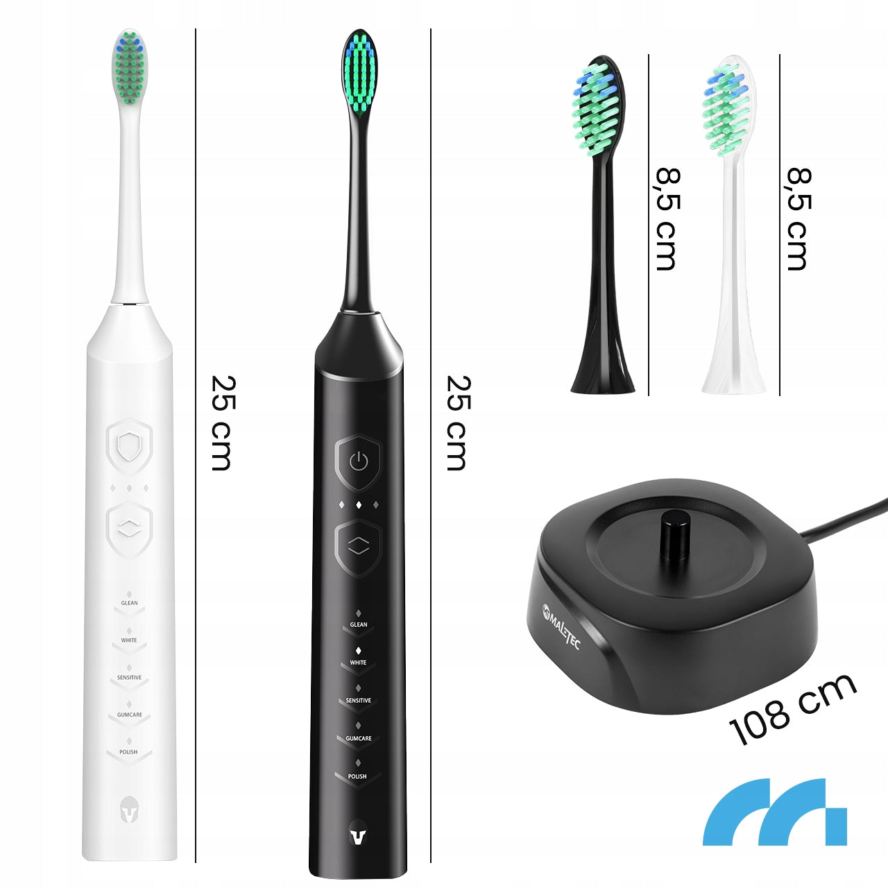 2x ELECTRIC SONIC TOOTHBRUSH SET OF 6 TIPS CHARGER Packaging status original