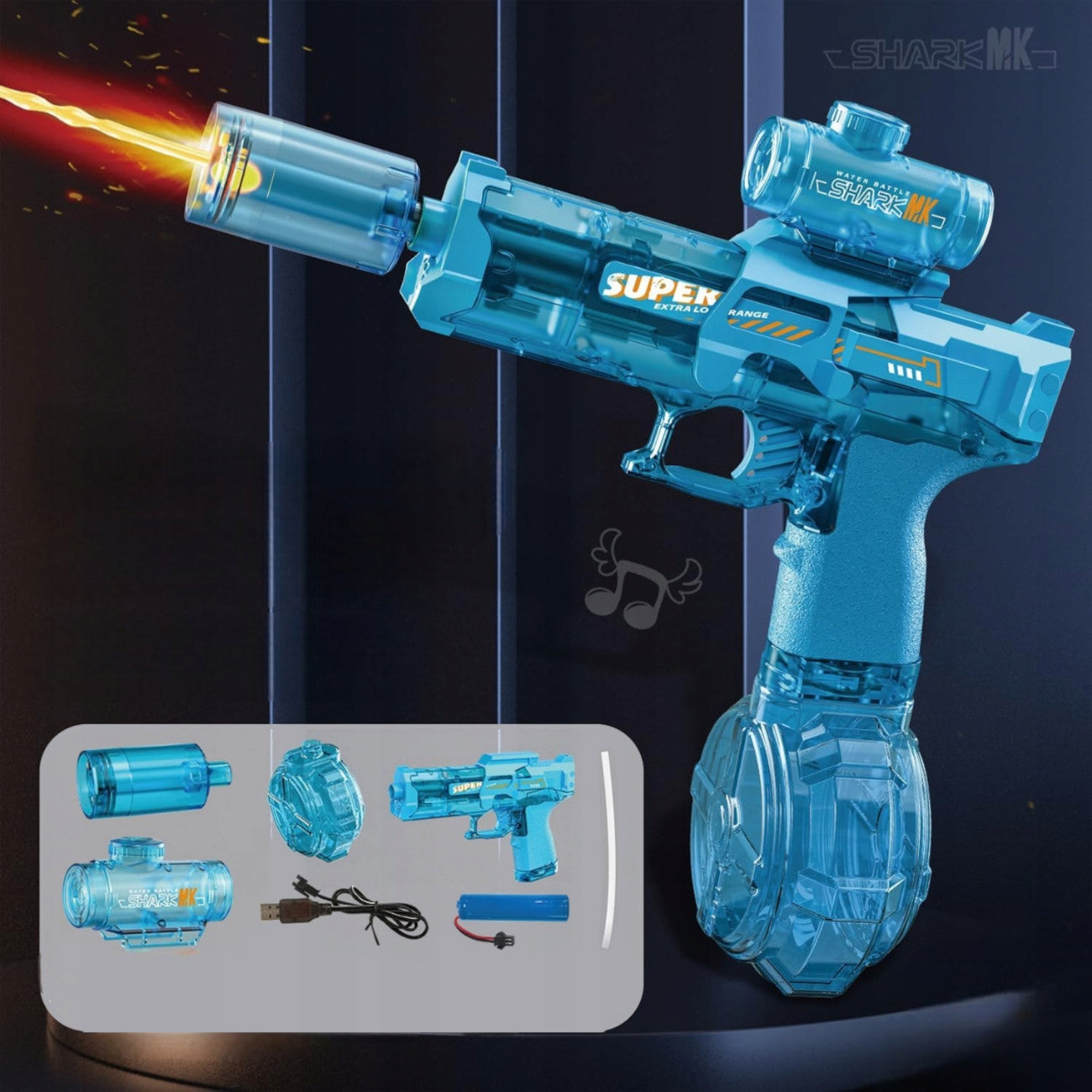 2x ELECTRIC WATER GUN AUTOMATIC RIFLE FOR CHILDREN LED AKU Kid's age 3+ years