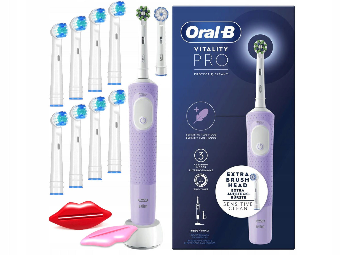 2x Electric Toothbrush Oral B Vitality D103 Violet Extra Tip Doda