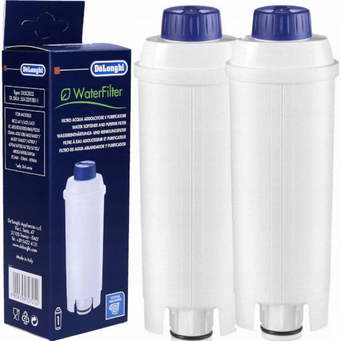 2x FILTER WATER CARTRIDGE FOR EXPRESS ORIGINAL DeLonghi SER3017 DLS C002