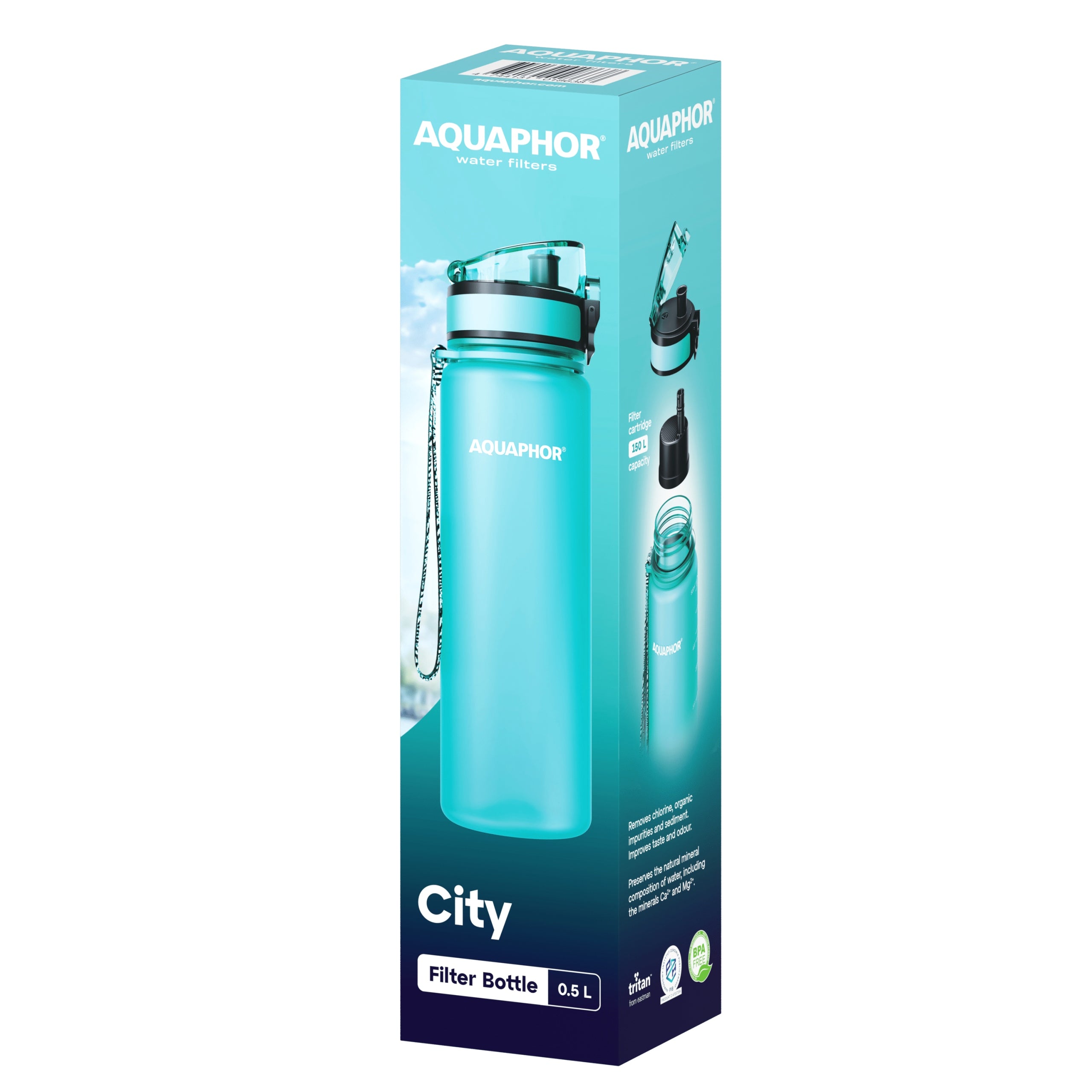 2x Filter bottle Aquaphor City 0,5L Water bottle, Lavender and Mint Brand Aquaphor