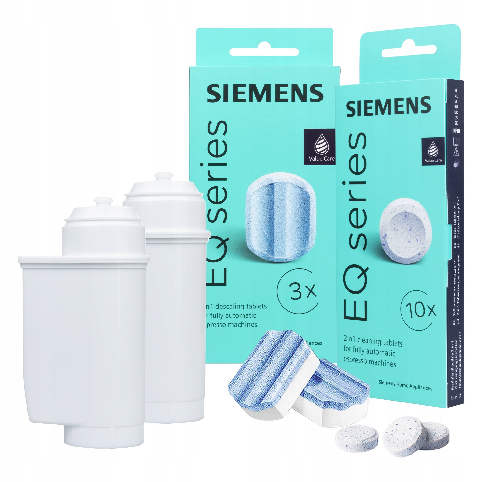 2x Filter for Siemens CDCBS3 + Descaler TZ80002 Tablets TZ80001