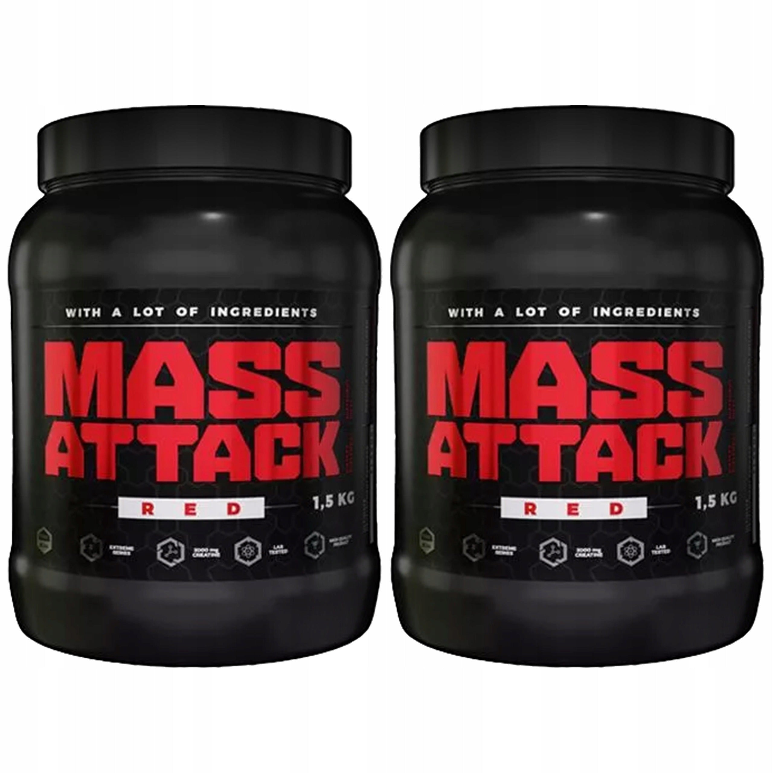 2x FitLabs Mass Attack 1500g GAINER CREATINE BCAA FOR MASS