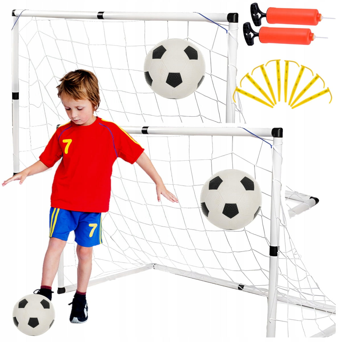 2x Football Goal for Kids Training Set with Ball and Pump Folding