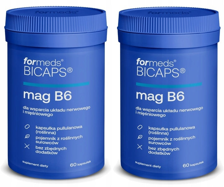 2x ForMeds BICAPS MAG B6 MAGNESIUM citrate vit B-6 NERVES HEART BONE MUSCLES