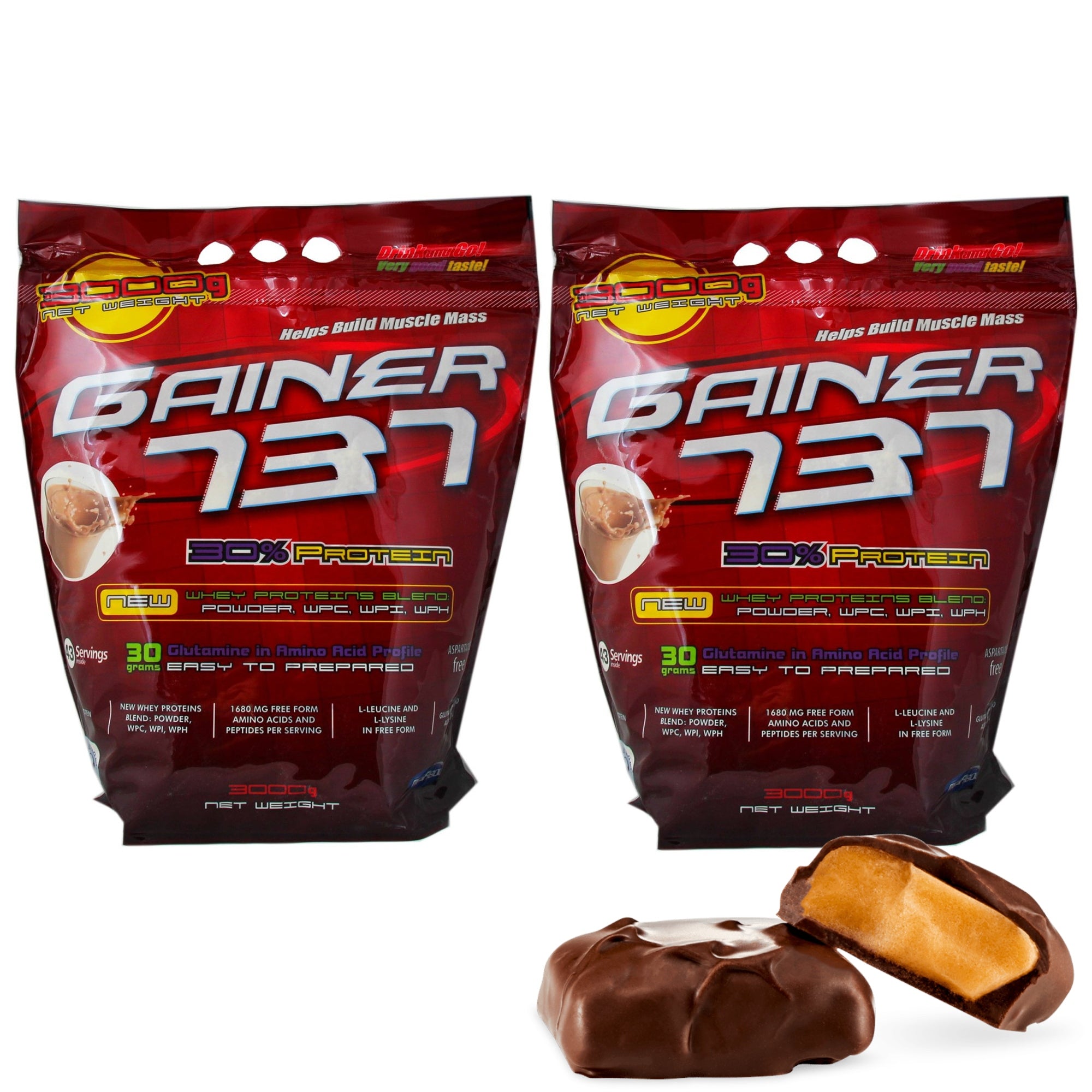 2x GAINER 737 3000g MEGABOL 3kg Mass Gainer - Toffee Flavor