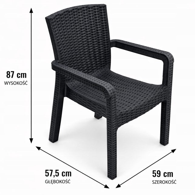 2x GARDEN CHAIR TECHNORATTAN ANTHRACITE comfortable durable rainproof Main material synthetic rattan