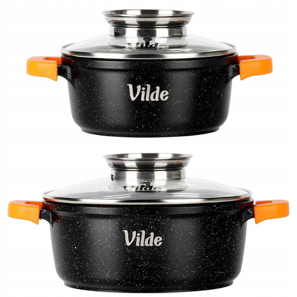 2x GRANITe pots set of gas pots induction VILDE 16 + 20 cm Brand Vilde